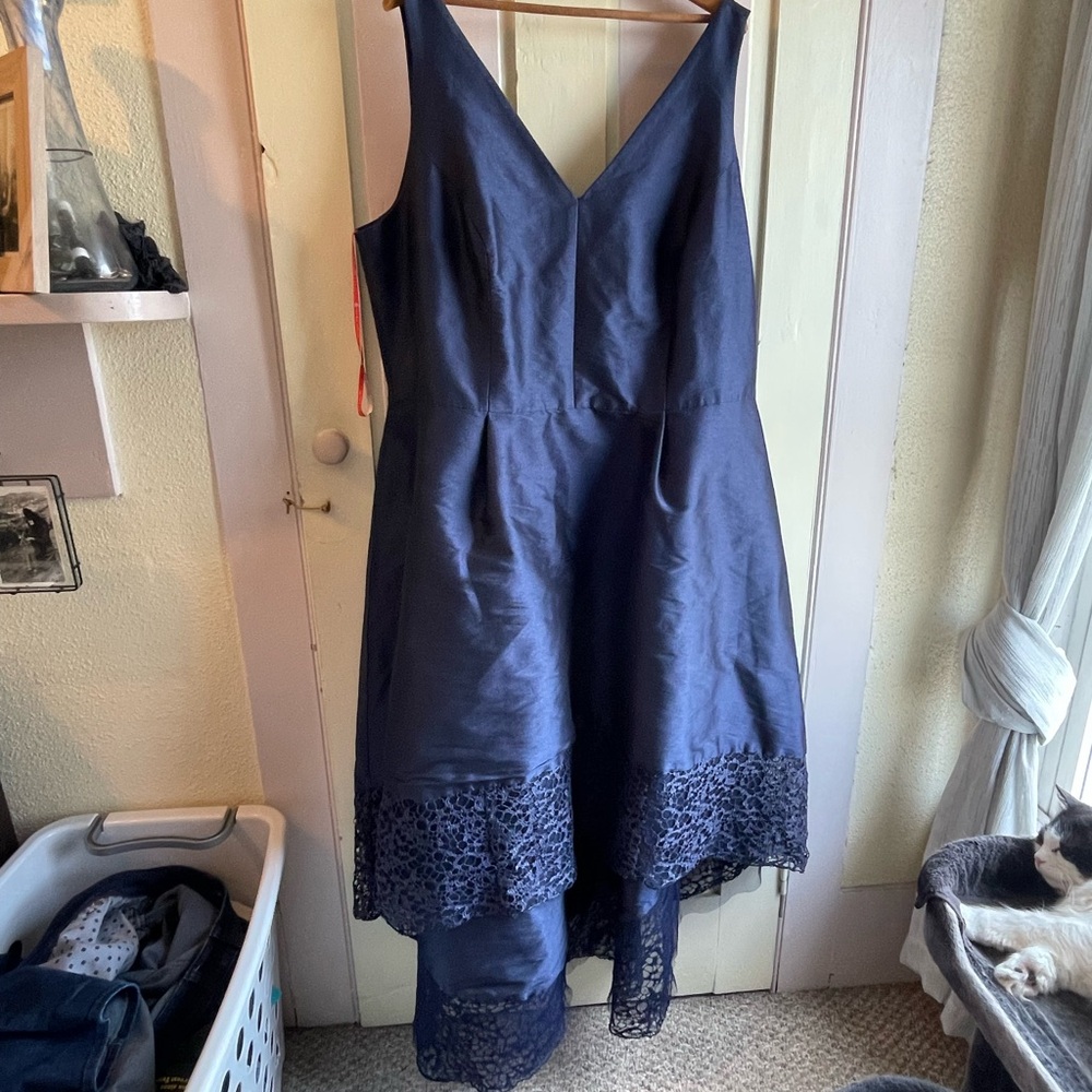 Navy blue high-low dress